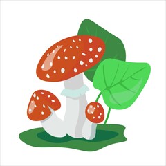 Vector poisoned mushrooms fly agarics