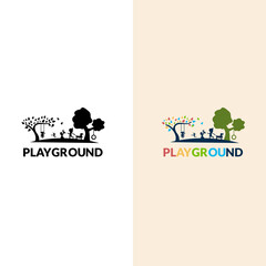 Playground Vector Logo Illustration. Playgroup, preschool, kindergarten logo template