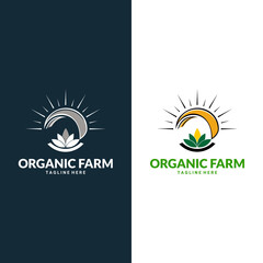 Flat farm logo template collection. Farm product logo or symbol. Agriculture, farming, natural food concept