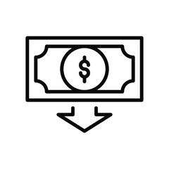 lost money line icon illustration vector graphic