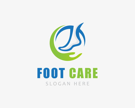 foot care logo creative design template concept health care solution medical doctor hand circle