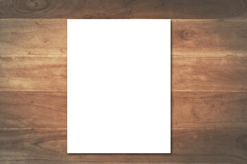 white paper blank frame on old wood background