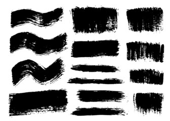 Brush stroke bundle. Textured vector paintbrush set