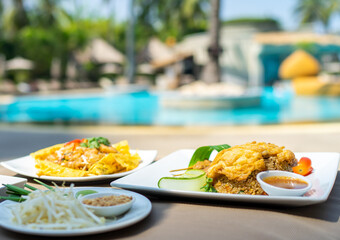 Thai food nearby swimming pool