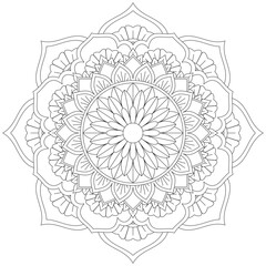 Leaf Flower Petal Coloring Mandala Art Simple Graphic Shape Vector Floral Oriental Outline Vintage Decorative Elements Pattern Illustration Islam Arabic Indian Turkish Mystic Religion Morals Lotus