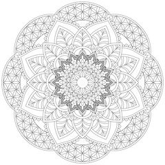 Leaf Flower Petal Coloring Mandala Art Simple Graphic Shape Vector Floral Oriental Outline Vintage Decorative Elements Pattern Illustration Islam Arabic Indian Turkish Mystic Religion Morals Lotus