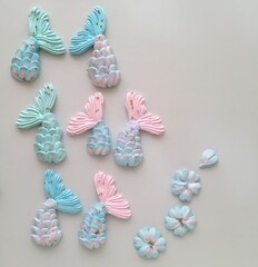 Little cute mermaid tails decorated with sprinkles - obrazy, fototapety, plakaty