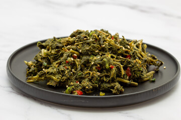 Dried Radish Leaves with soy bean sauce which is called Siraeginamul