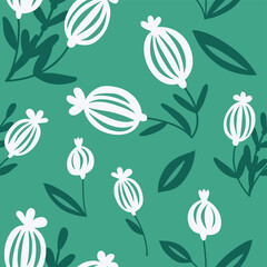 Seamless pattern with a set of vintage branches with berries, hand-drawn. Graphic modern and original design for paper, textile printing, wall design. Simple minimalistic graphics. Vector illustration