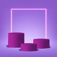 Purple pedestal with neon effect  for show product 