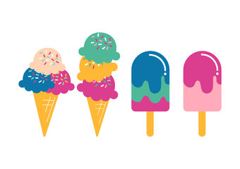 カラフルなアイスクリームのベクターイラスト