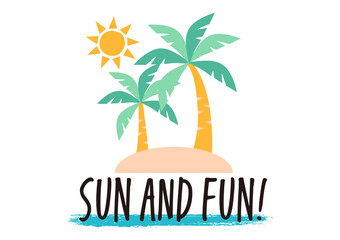 ヤシの木と太陽のベクターイラスト