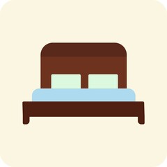 Bed Flat Round Vector Icon Design