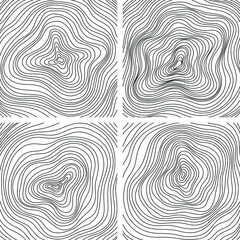 Abstract tree rings. Vector topographic map concept. Seamless background. Thin black lines on white