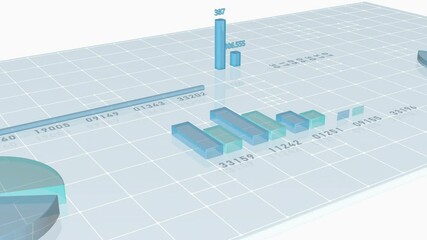 Information graphs on an abstract digital table. Symbols of statistics and analysis of future business. - Powered by Adobe