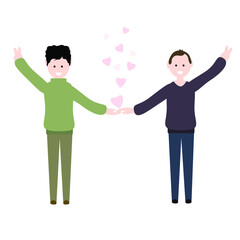 Two men, friends. Warm, loving relationship. Gay couple. Pride month.