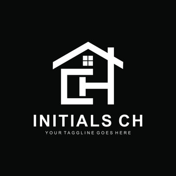 initials letter ch logo home design