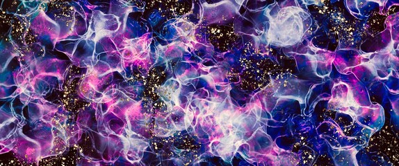 Abstract purple background, Universe concept, Galaxy idea, liquid texture, fluid luxury hand drawn art