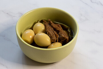 Jangjorim, beef braised in soy sauce with quail eggs