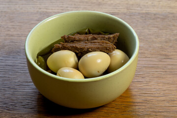 Jangjorim, beef braised in soy sauce with quail eggs