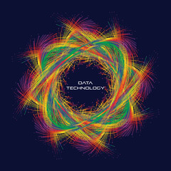 Fiber optics, data transformation vector background. big data technology, future of internet vector background design. Cyber circuit future technology background.