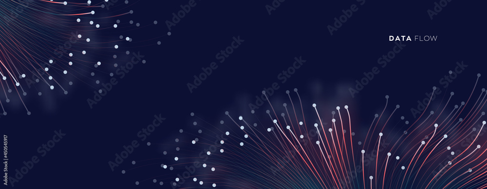 Fototapete Fiber optics, data transformation vector background. big data technology, future of internet vector background design. Cyber circuit future technology background.