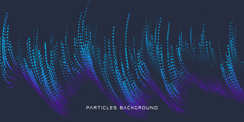 Abstract particle 3d background element, hi-tech and big data algorithms visualization vector illustration with shining dots combination.

