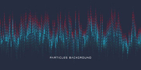Abstract particle 3d background element, hi-tech and big data algorithms visualization vector illustration with shining dots combination.
