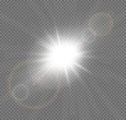 Vector transparent sunlight special lens flash light effect.front sun lens flash. Vector blur in the light of radiance.