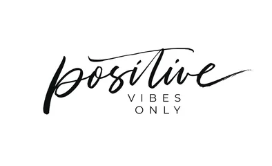 Wall murals Positive Typography Positive vibes only vector lettering design. Hand drawn motivational black text. Modern brush calligraphy isolated on white background. Inspirational typographic phrase. Quote shirt, card, banner