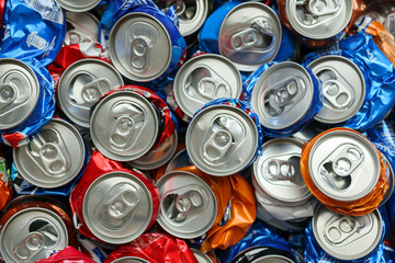 recycle aluminum metal crushed can waste background