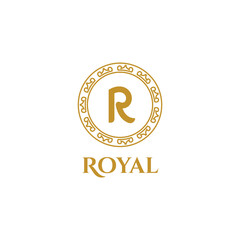 Luxury Letter R With Circle Pattern Logo Template