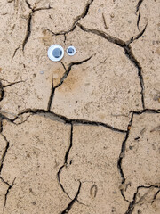 dry earth with googlys. Concept climate change