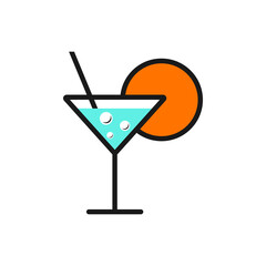 Cocktail flat icon. Single high quality outline symbol for web design or mobile app. Holiday sign, logo outline concept. Vector illustration.
