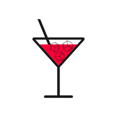 Cocktail flat icon. Single high quality outline symbol for web design or mobile app. Holiday sign, logo outline concept. Vector illustration.
