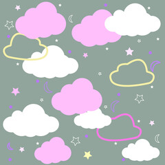 clouds are different on a gray background children's room