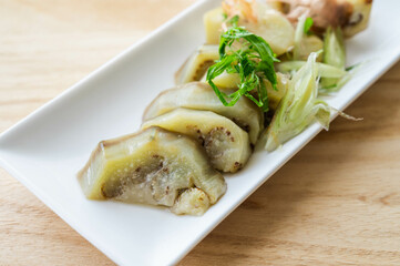 白なすの蒸し焼き