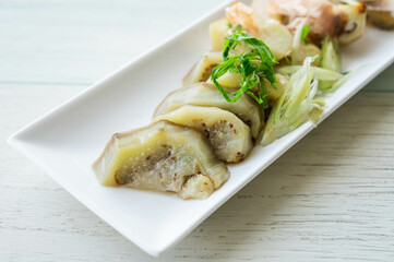 白なすの蒸し焼き