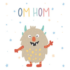 Monster colorful. Cute cartoon kawaii scary funny baby character. Happy Halloween. Vector illustration