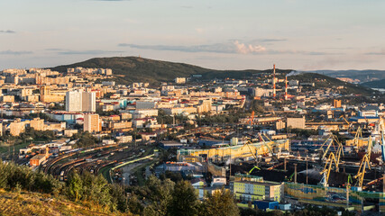 Cityscape of Murmansk. Murmansk is the world's largest city located beyond the Arctic Circle