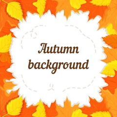 Vector background with red, orange, brown and yellow autumn leaves. Bright red leaves.
