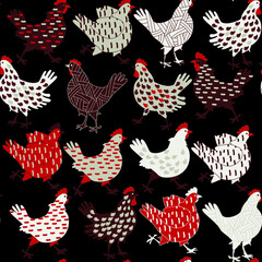 seamless background with chickens