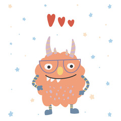 Monster colorful. Cute cartoon kawaii scary funny baby character. Happy Halloween. Vector illustration