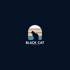 Black cat logo design vector