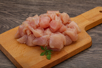 Raw diced chicken for cooking
