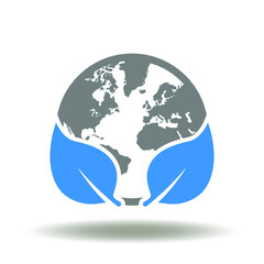 Earth planet with leaves vector illustration. ESG Environmental Social Governance Symbol.