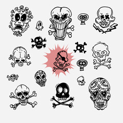 Pirate skull emblem illustration with crossed bones