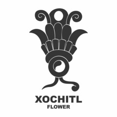  Vector icon with Glyph from Aztec calendar Tonalpohualli. Calendar day symbol Xochitl
