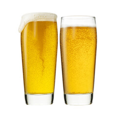 Glass of fresh beer isolated on white background with clipping path