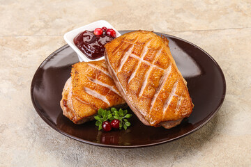 Roasted duck breast with sauce